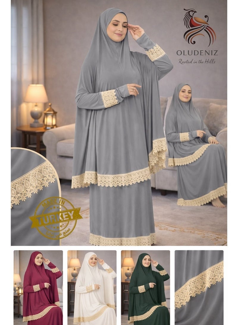 OLUDENIZ Women’s Two-Piece Prayer Dress – Cool Lycra Fabric – Full Modest Coverage – Fits Most Sizes – Turkish Quality – Perfect Gift Option - Image 2